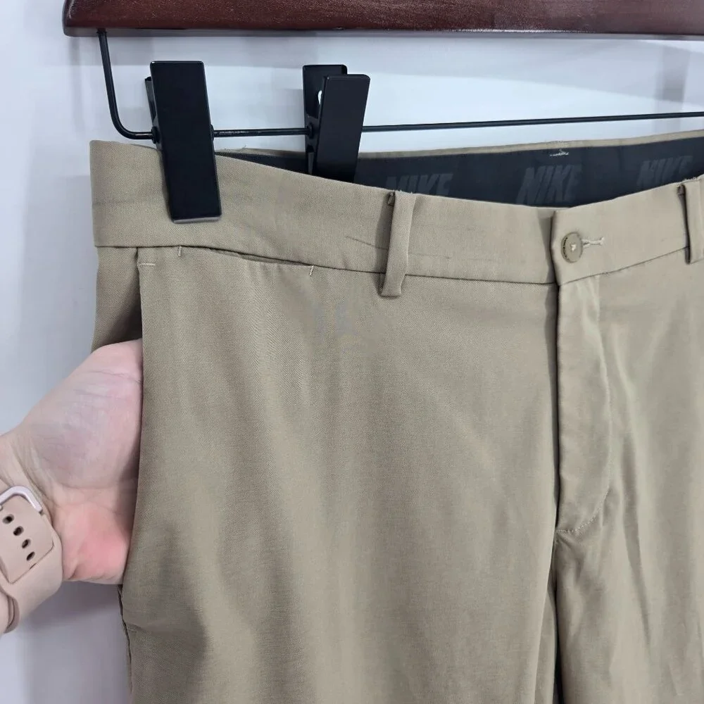 Nike dri fit mens size 36x34 tan flat front fit flex golf performance pants